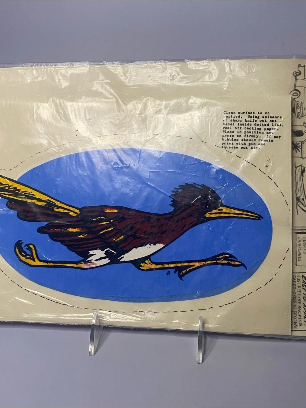 Rare Vintage Roadrunner Self Stick Decal Sticker - Sealed In Original Pkg